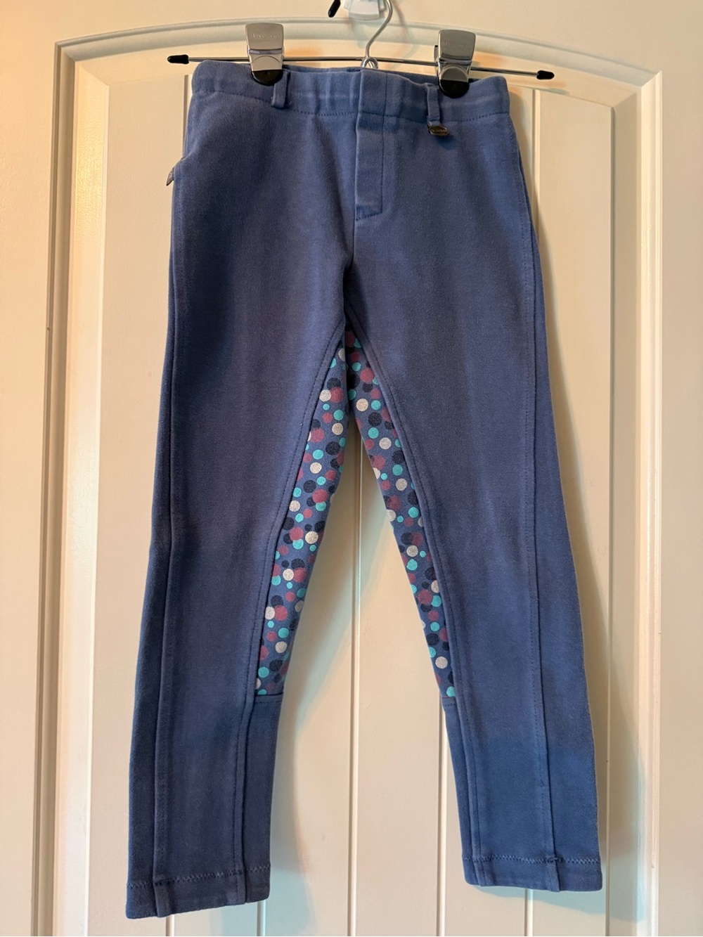 Ovation Girls Navy Riding Leggings with Polka Dot Seat Panel